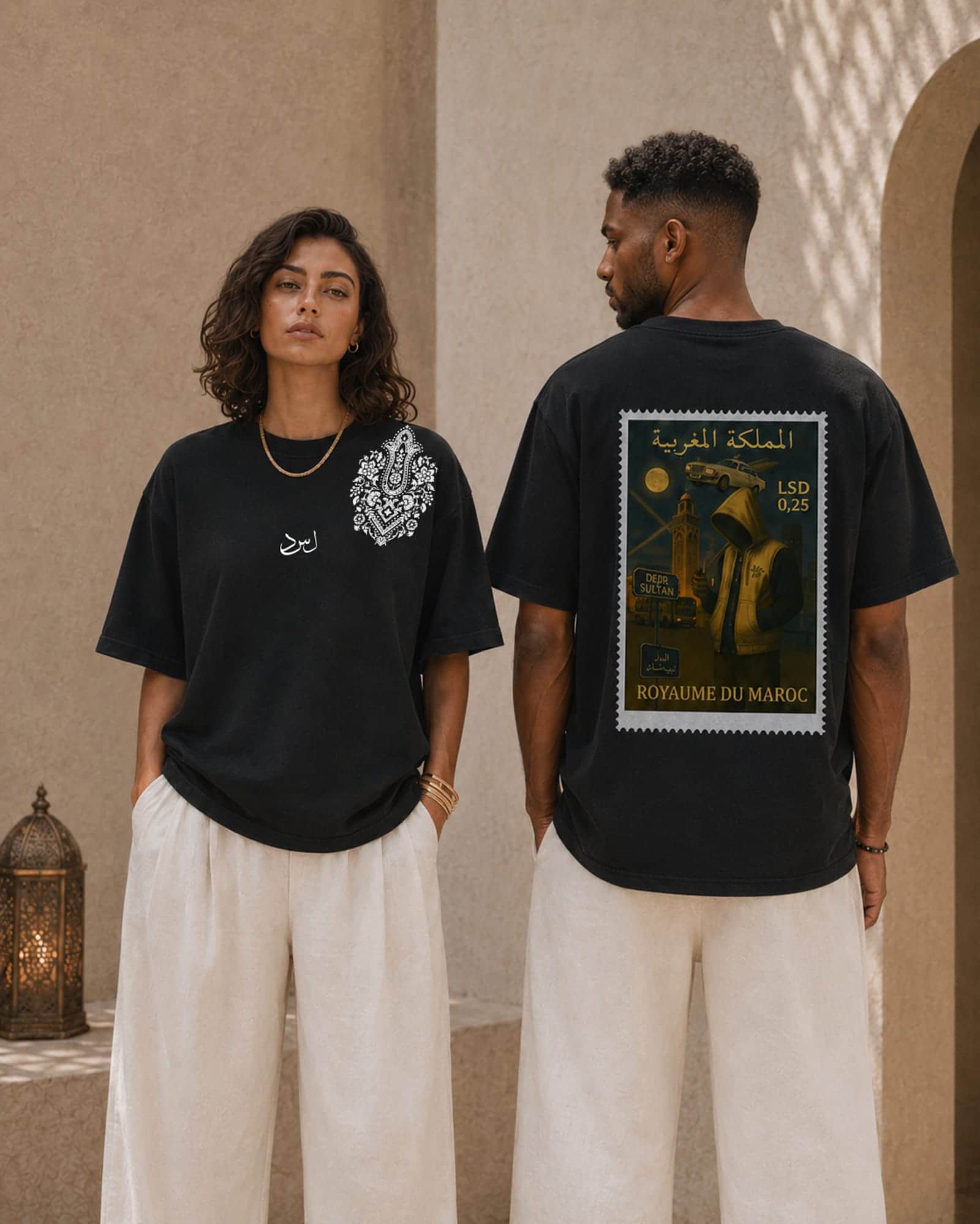 Casablanca T-Shirt Life So Dope porté en silhouette éditoriale