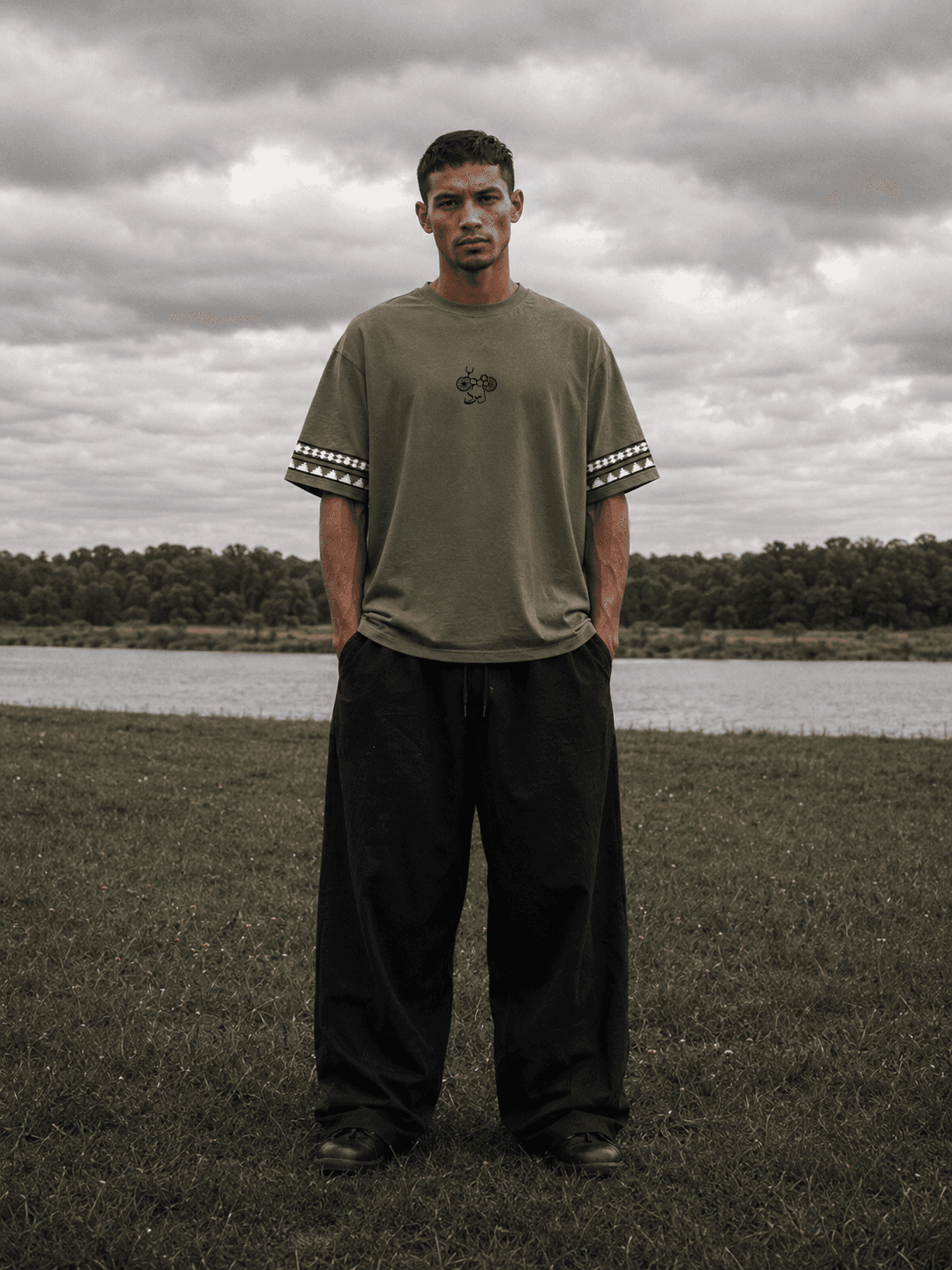 Modèle portant le Ketama T-shirt olive Life So Dope