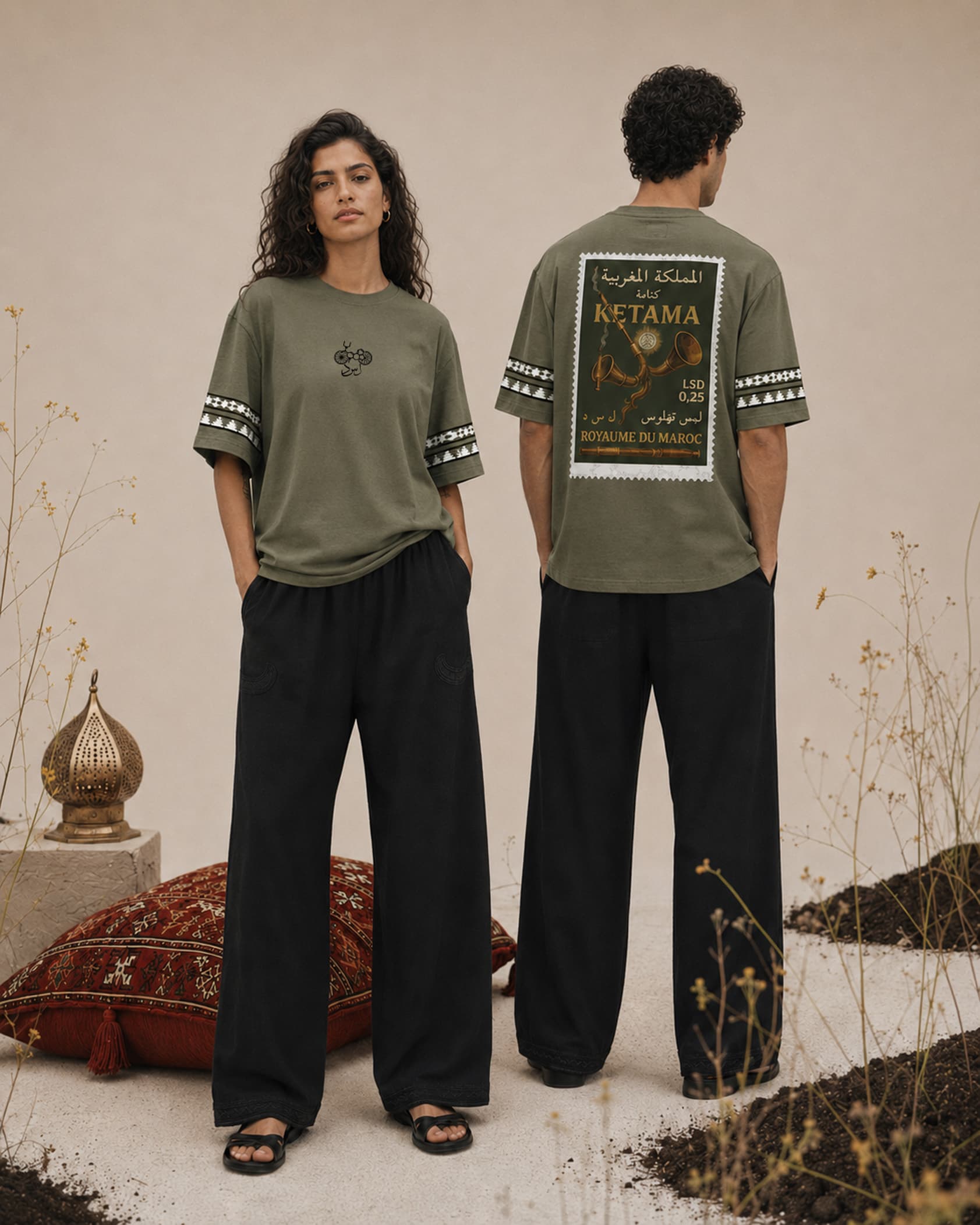 Ketama T-shirt duo femme face et homme dos