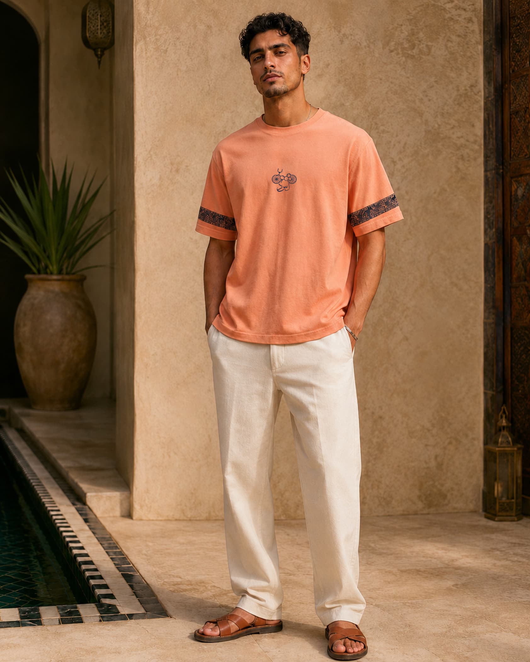 Marrakech T-shirt image principale saumon naturel