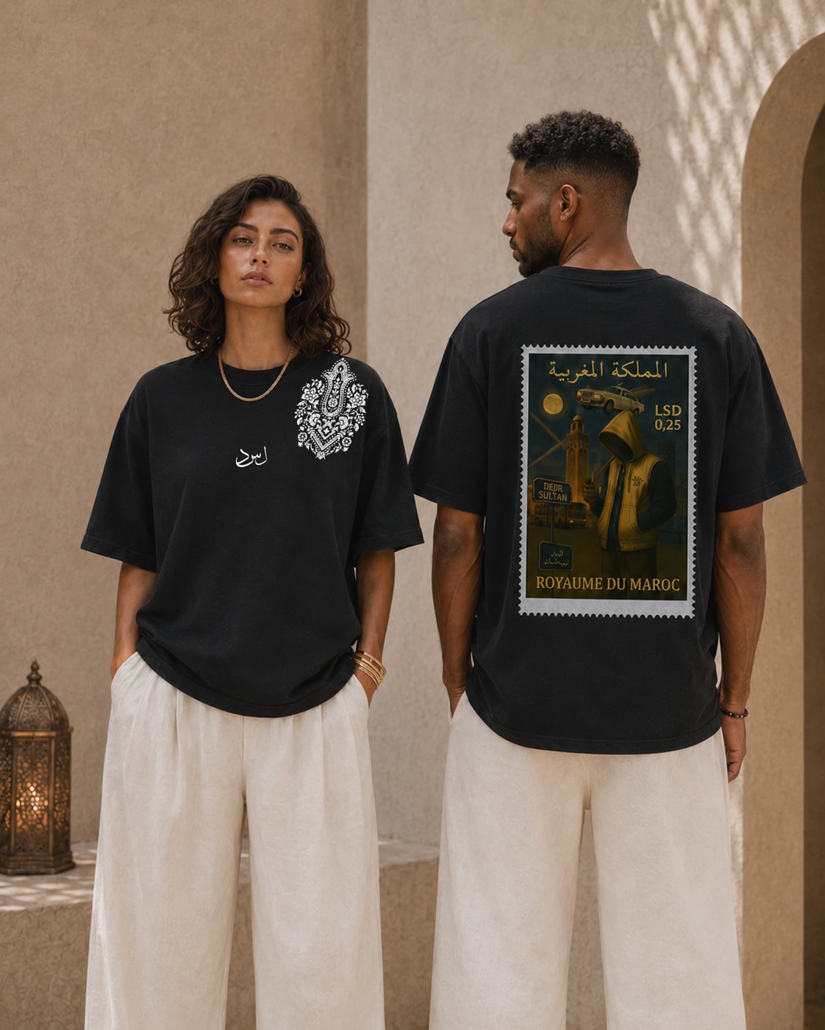 Casablanca T-Shirt Life So Dope porté en silhouette éditoriale
